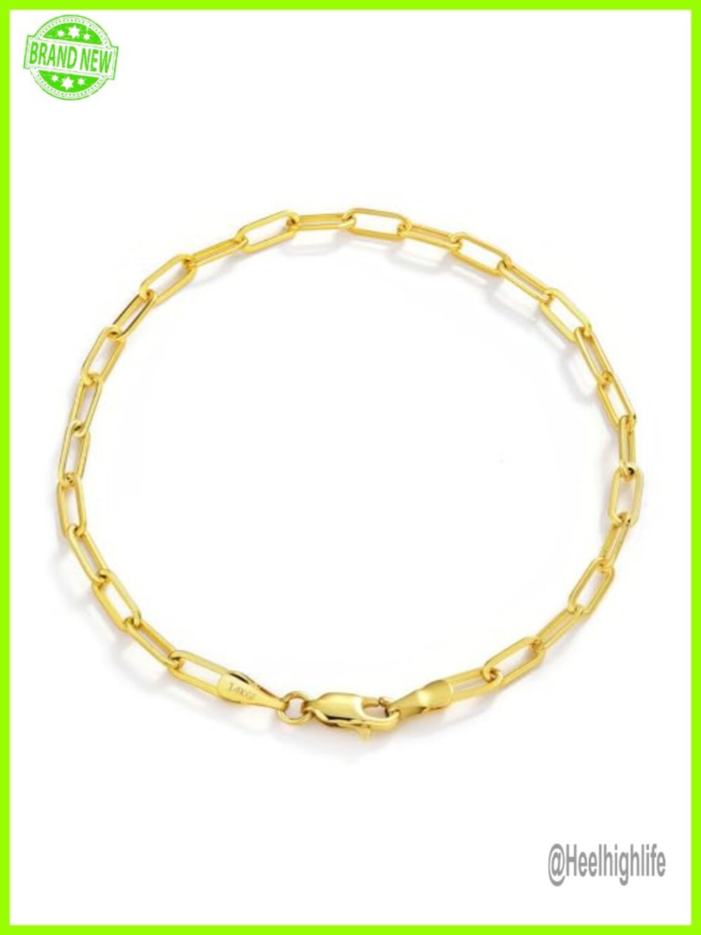 14K Gold Filled Paperclip Bracelet Rectangular Link Chain